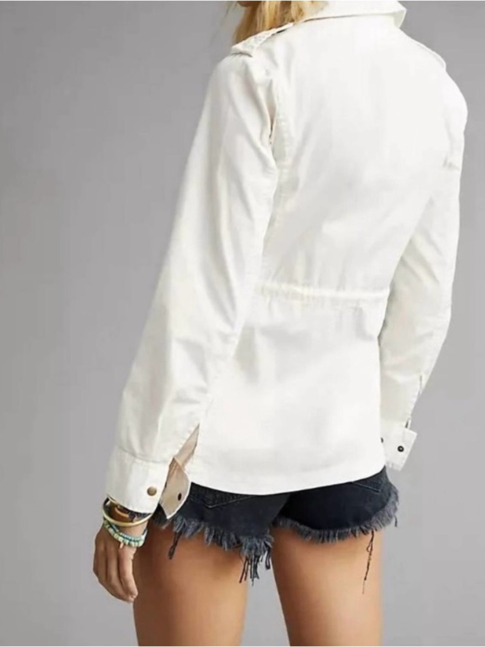 Lily Aldridge for Velvet Ruby Lightweight Utility Army Jacket Ecru size M - Picture 2 of 9